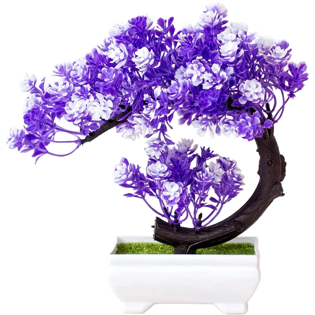 Artificial Tree Bonsai Simulation Plants Pot Plants Small Tree Grass Flower Potted Home Decor Wedding Table Centerpiece Oasis Select BLUE