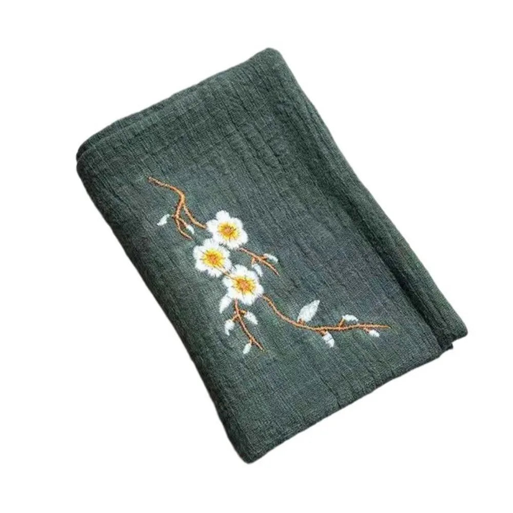 Durable Cotton Tea Cloth Lightweight Embroidery Cleaning Rag Ultra-soft High-class Fabric Cotton and Linen Tea Towels Oasis Select green-19cm x 29cm