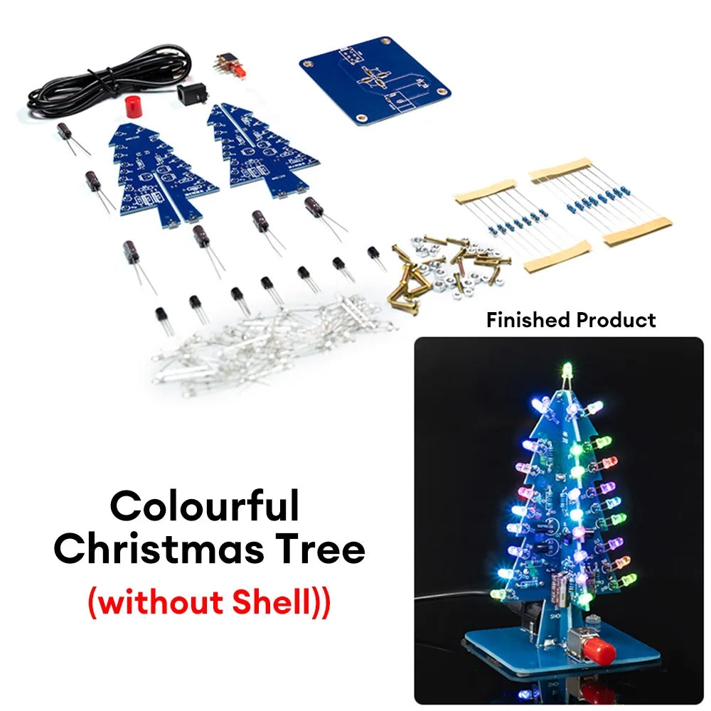 Three-Dimensional 3D Christmas Tree LED DIY Kit Colorful LED Flash Circuit Kit Electronic Fun Suite Oasis Select Without casing
