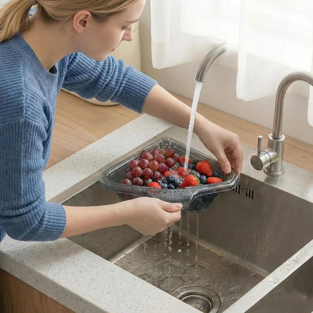 Magnetic Triangle Sink Strainer Basket Food Catcher & Drain Basket for Fruits Vegetable Scraps, Corner Kitchen Sink Organizer Oasis Select