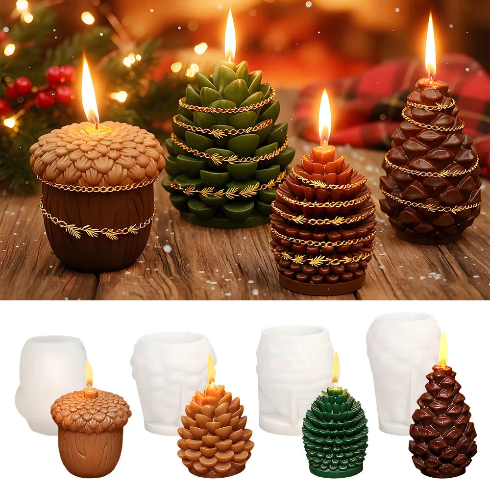 3D Pine Cone Silicone Candle Mold DIY Christmas Pinecone Aromatherapy Plaster Candle Making Mold Acorn Cone Handmade Home Decor Oasis Select