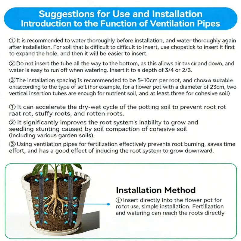 10/20Pcs Plant Aeration Tubes for Pots -Root Rot Prevention,Prevent Overwatering for Healthy Roots,Wet-dry Cycle.gardening Tools Oasis Select