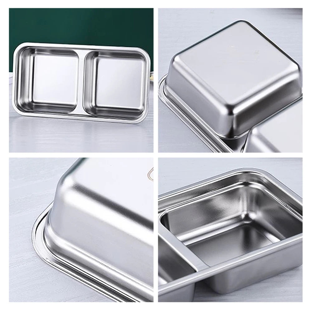 Stainless Steel Double Compartment Bento Lunch Box 1200ml
