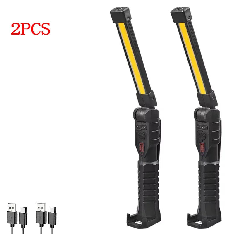 Foldable Work Lights 1000 Lumens Rechargeable Lantern Magnetic Camping Lamp Built-in Battery Camping Equipment Waterproof Torch Oasis Select black 2PCS