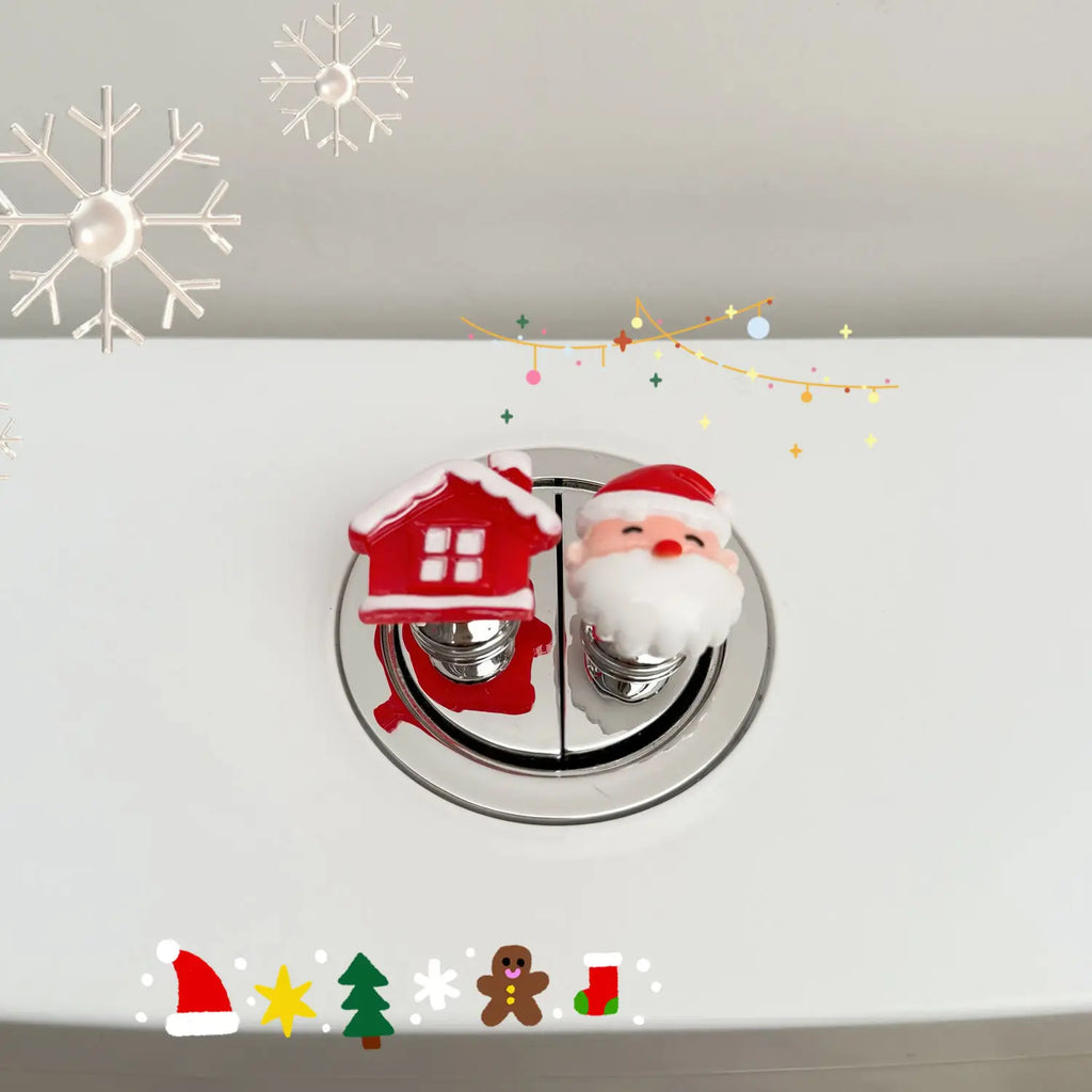 Christmas Series Toilet Press Button Christmas Tree Creative Toilet Water Tank Switch Button Cute Toilet Sticker Oasis Select Christmas Tree Old M