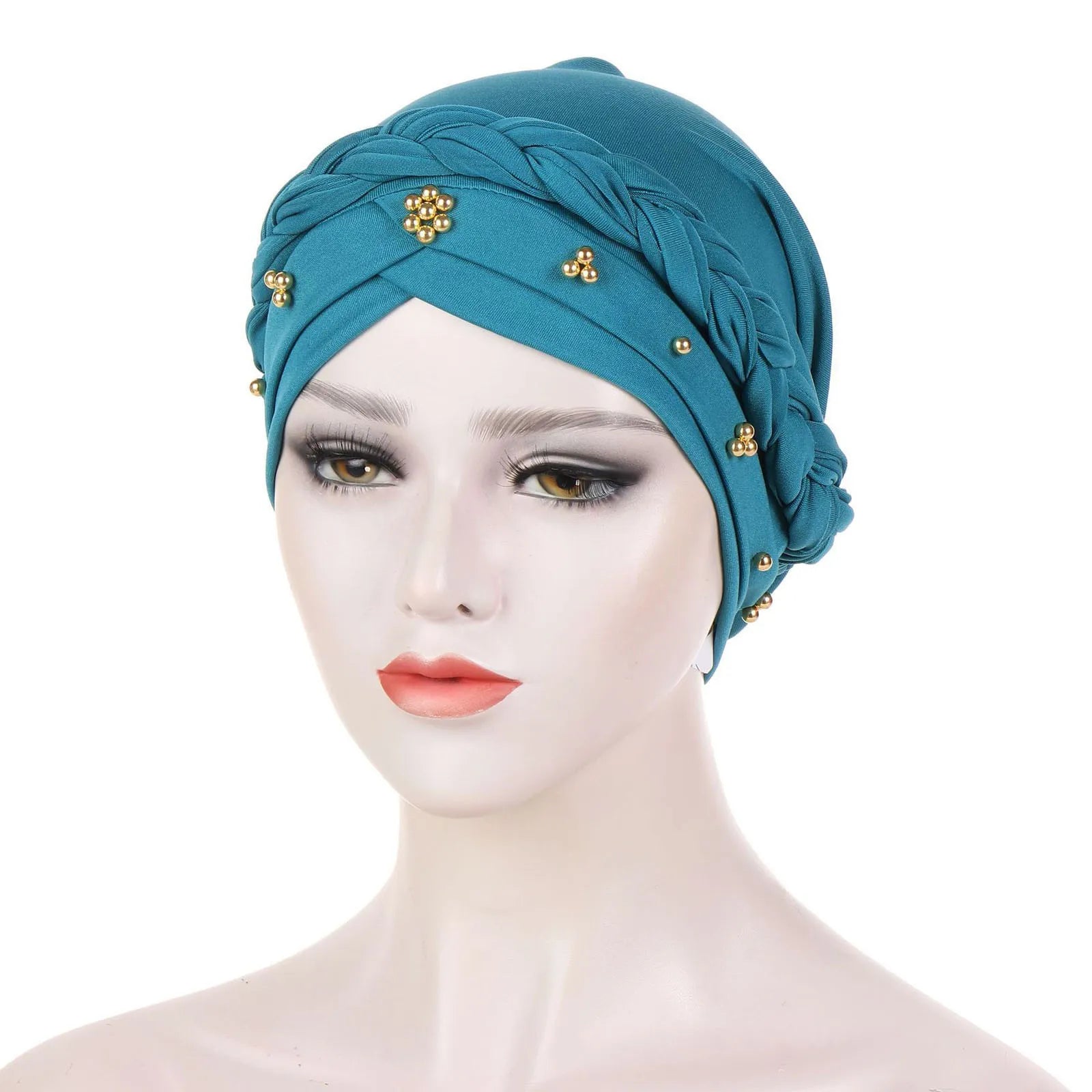 Muslim Women Inner Hijab Turban Bonnet Cap – Pearl Solid Hijab Turban Cap Oasis Select Cyan