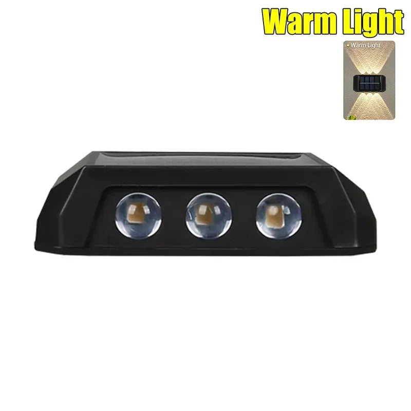 Solar Wall Light IP65 Waterproof LED Safety Light Up Down Lighting Easy Install Outdoor Patio Yard Garden Street Landscape Decor Oasis Select Warm light 6 wick