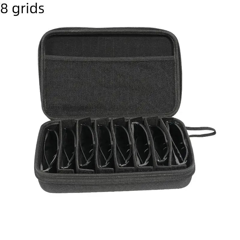 4–8 Grid Eyeglasses & Sunglasses Travel Organizer Case | Black