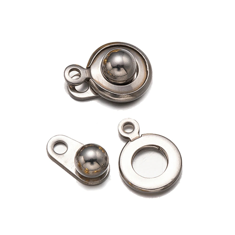 10 Sets 304 Stainless Steel Snap Button Clasps Ball & Socket Snap Clasps Fastener Clasp for Necklace Bracelet DIY Craft Oasis Select Steel