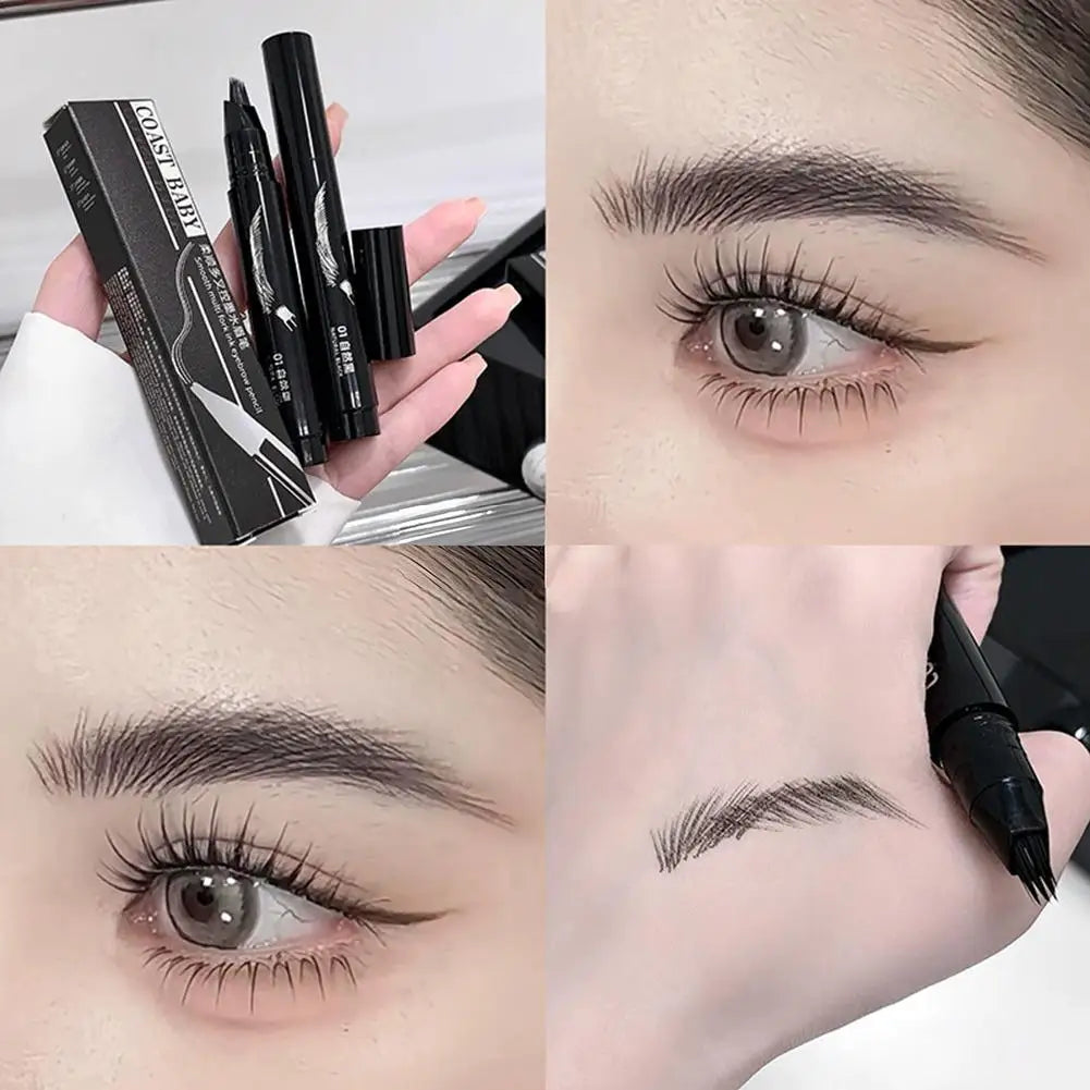 BIOAOUA 4-Pronged Waterproof Liquid Eyebrow Pencil – Long-Lasting Liquid Eyebrow Pencil Oasis Select Black CN