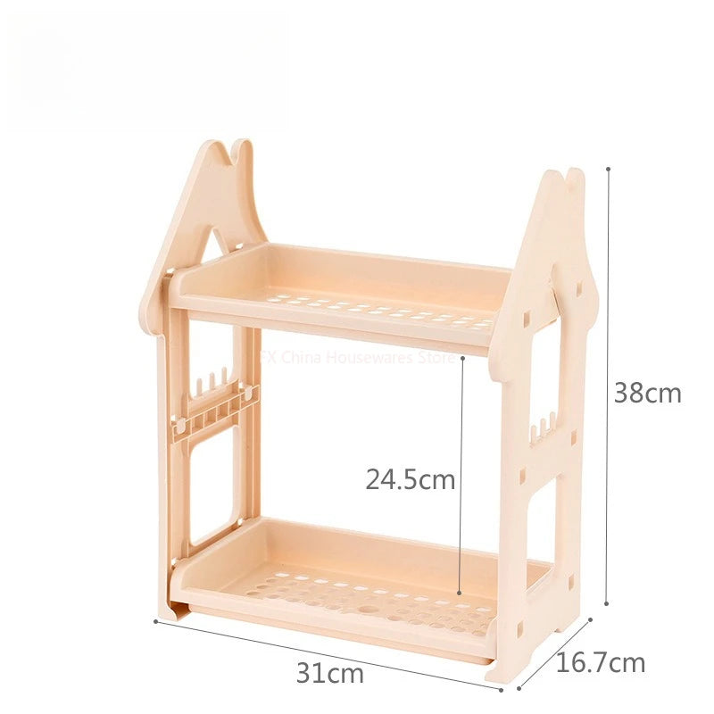 Small House Style 2/3 Layer Kitchen Spice Rack Organizer Plastic Condiment Bottle Shelf for Counter/Bathroom/Desktop Oasis Select 2 Tiers Yellow