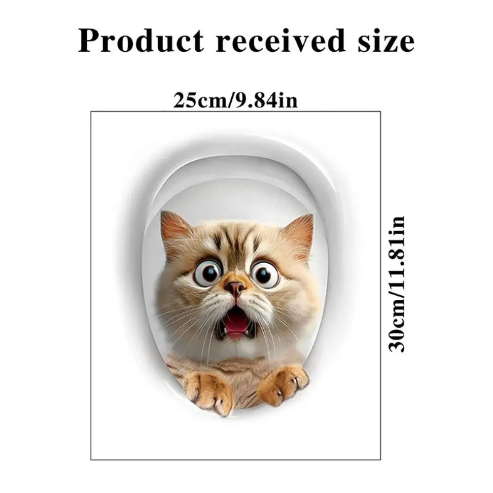 3D Animal Toilet Stickers – Waterproof PVC Cat & Squirrel Decals