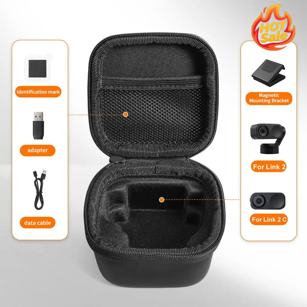 Portable Storage Bag for Insta360 Link 2/2C/2 PRO Webcam Accessories with Organizer for Magnetic Mount Cable Adapter Oasis Select