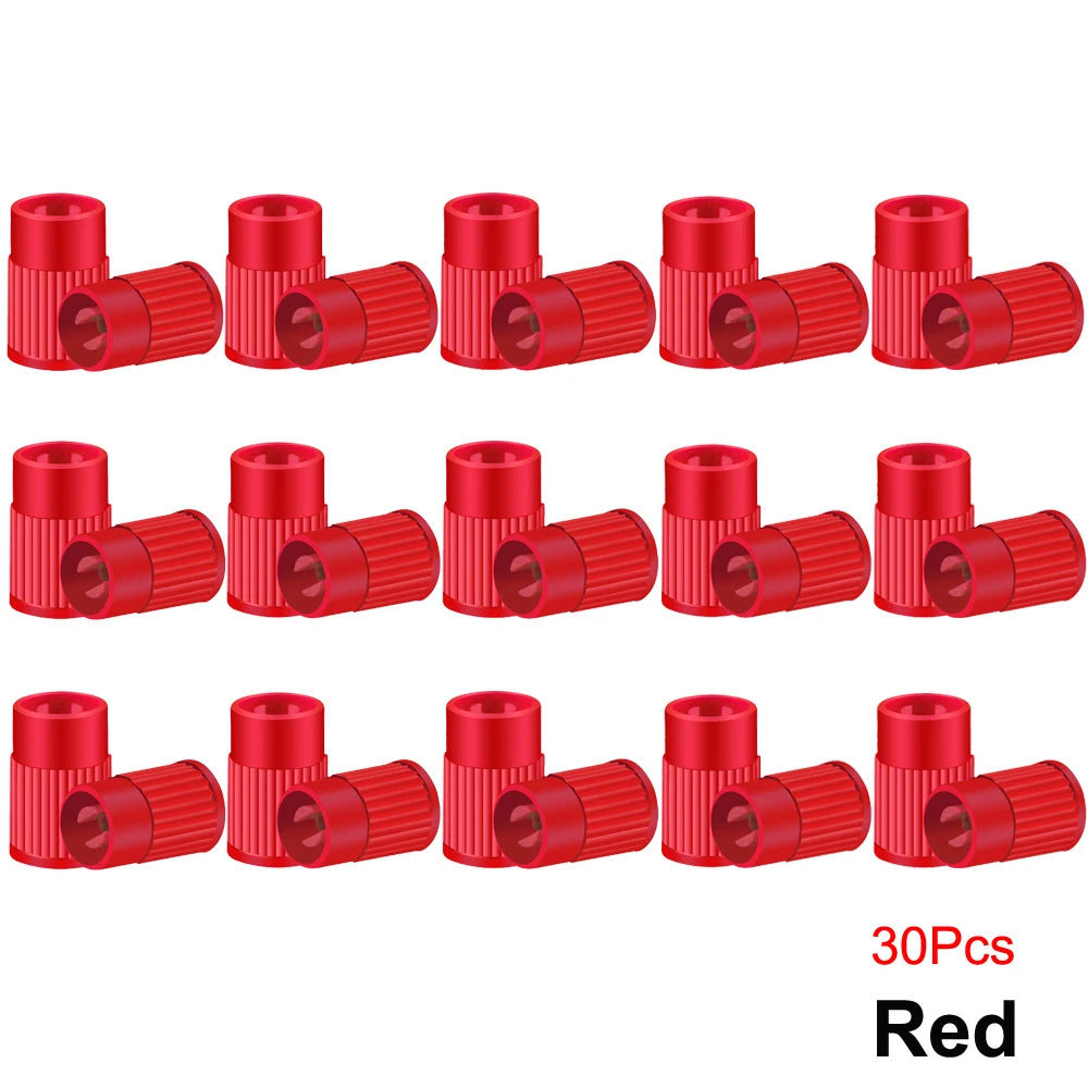 Tire Stem Valve Caps with Valve Core Remover Tool Plastic Dust Caps Universal for Cars, Bike and Bicycle, Trucks, Motorcycles Oasis Select Red-30Pcs