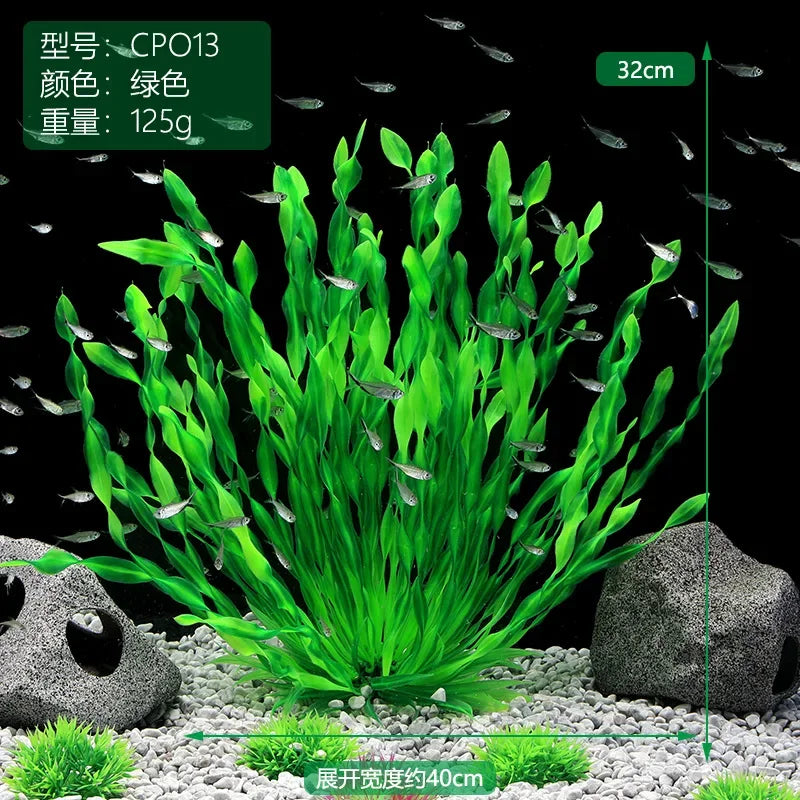 Plastic Aquarium Plants Fish Tank Decorations Artificial Seaweed Water Grass Underwater Plants for Aquarium Ornament Oasis Select Green-1