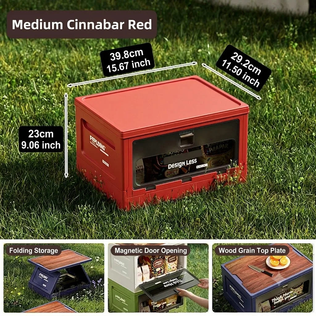 Outdoor camping revenue box with side-opening large-sized tent cover folding box for vehicle trunk organization and storage Oasis Select red