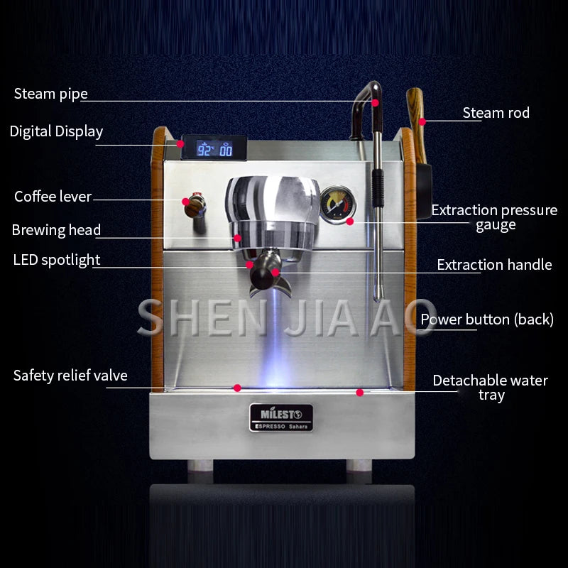 EM-23 Semi-Auto Espresso Machine | Milk Frother, Dual PID