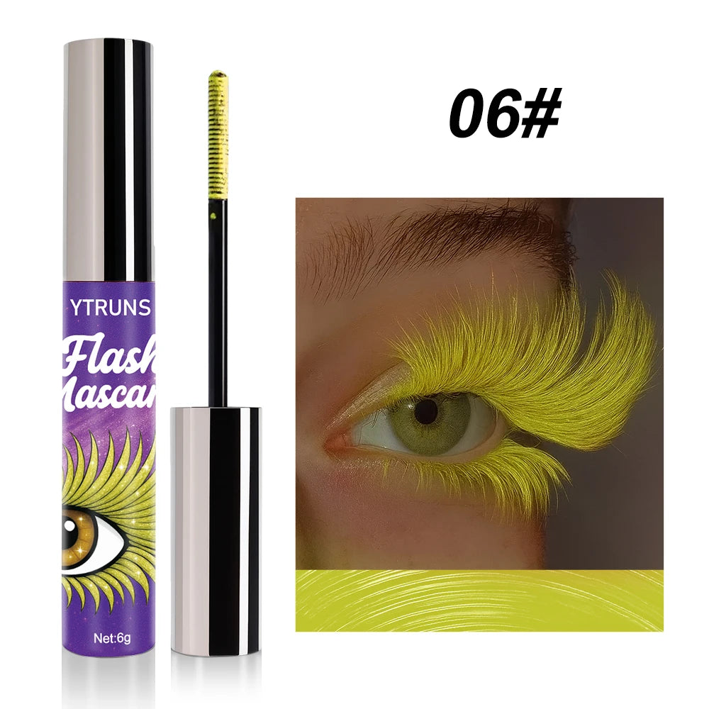 7 Color Shimmer Glitter Mascara – Waterproof Lengthening Formula