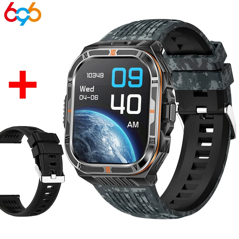 Waterproof Smartwatch Men 1100mAh Battery LED Flashlight BT Call Outdoor Smart Watches Health Monitor 100+ Sports Mode Compass Oasis Select BKBKS a MCBLS