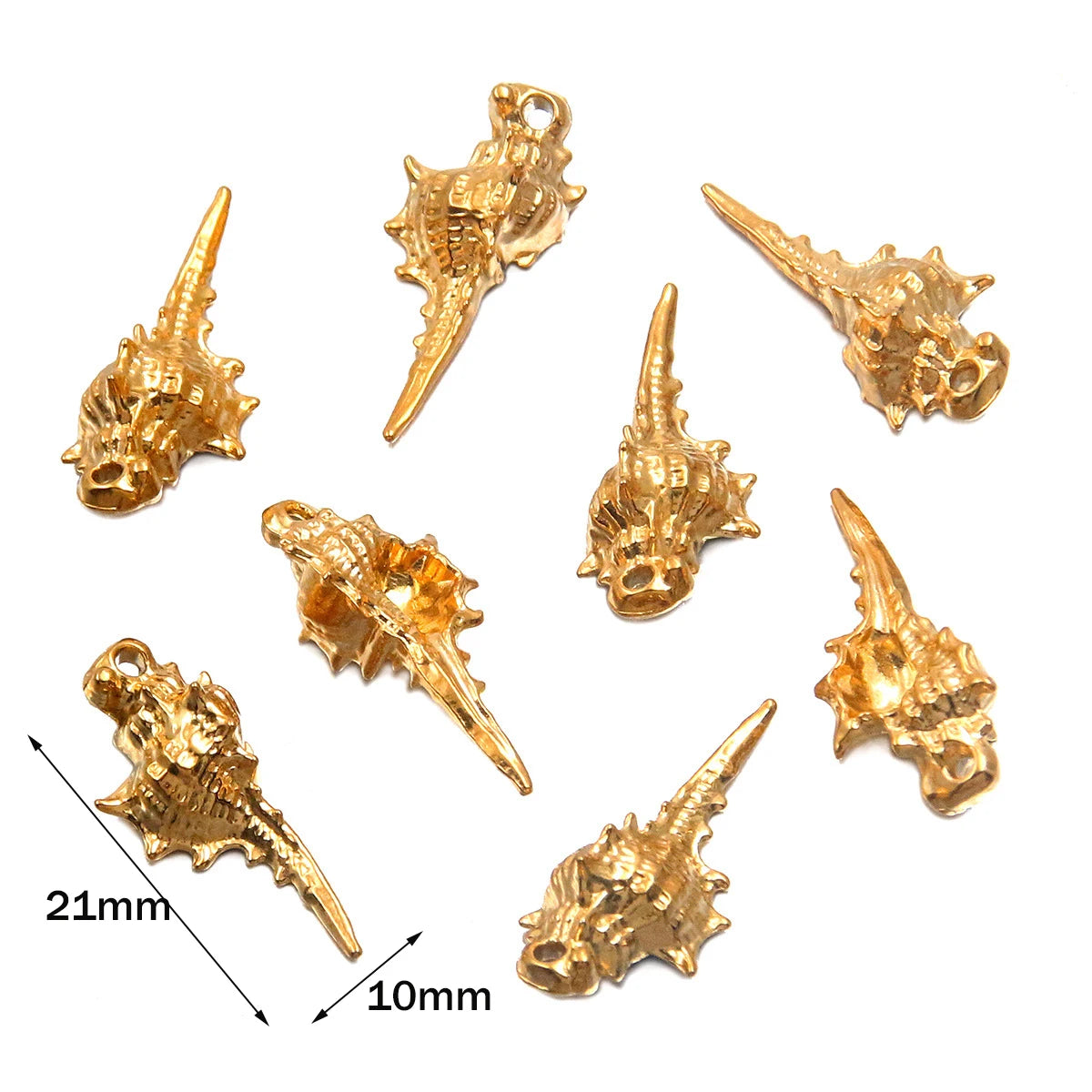Stainless Steel Starfish Charms Shell Fish Tail Hippocampus Gold