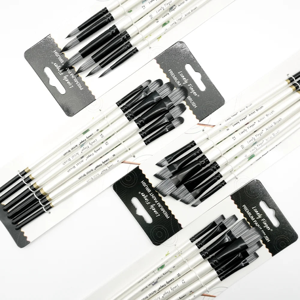 6/24 Pcs Paint Brush Set, Artist Paintbrushes for Acrylic Oil Watercolor Painting, Premium Nylon Hair Art Paint Brushes Oasis Select