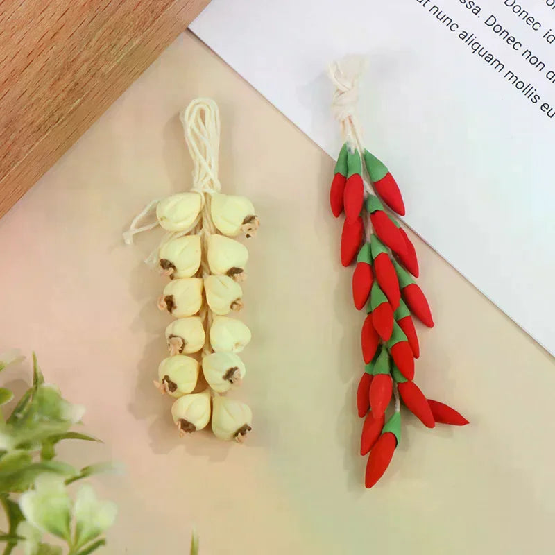 1String 1:12 Dollhouse Miniature Garlic Chili Pepper Whole String Condiment Kitchen Food Model Living Scene Decor Toy Oasis Select