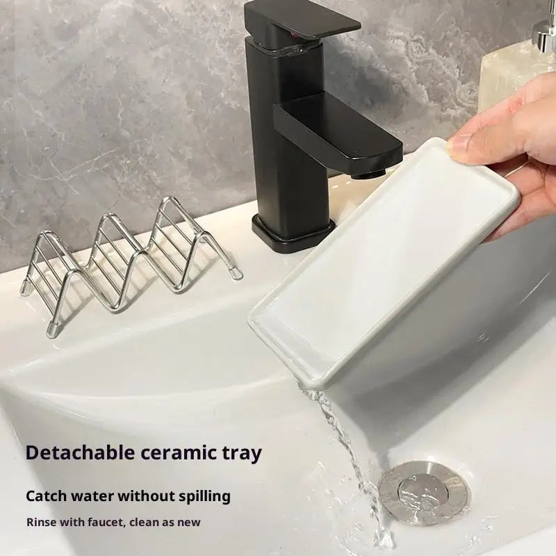 Bathroom Countertop Soap Holder Soap Storage Draining Rack & Kitchen Sponge Storage Rack Durable Easy To Clean Organizer Oasis Select