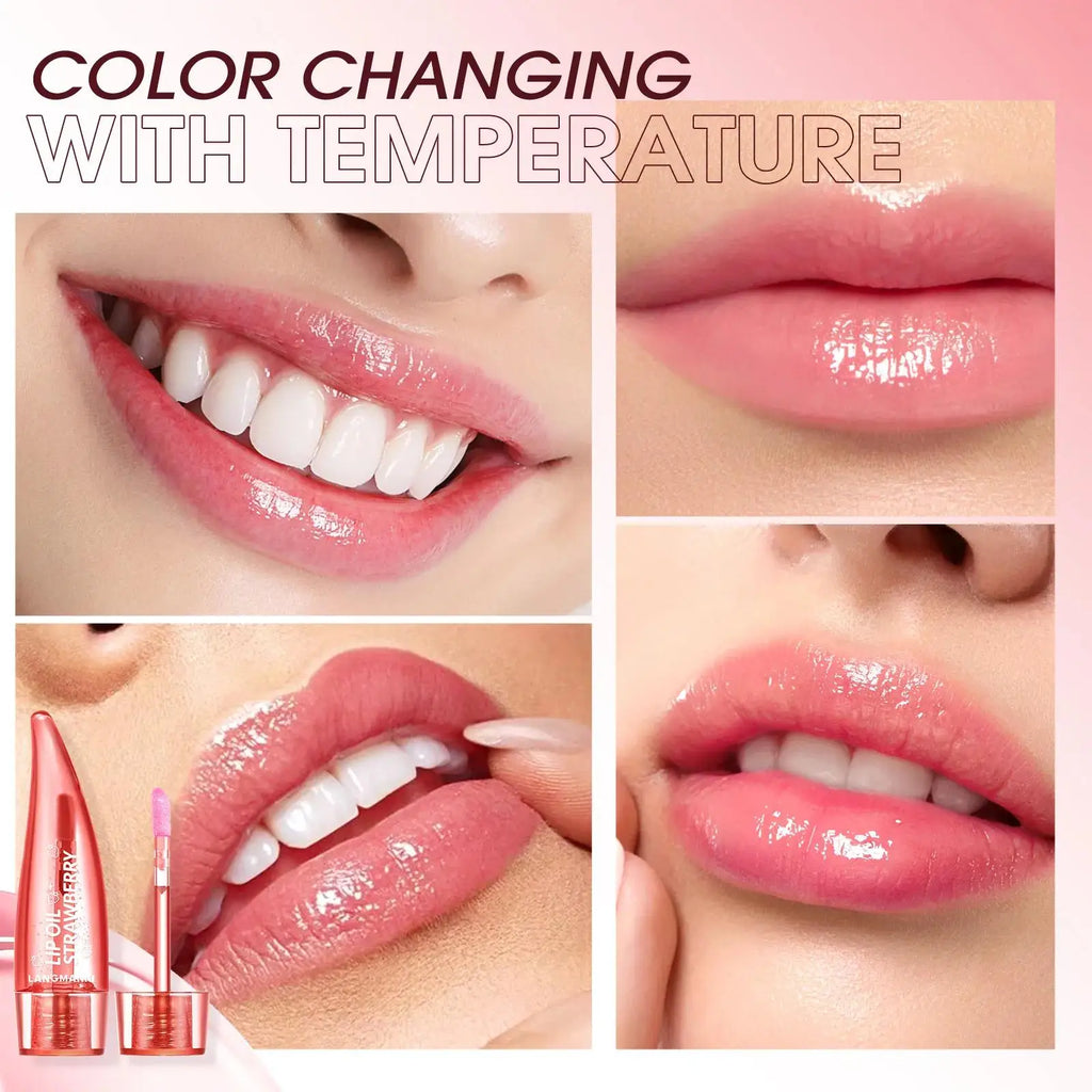 Aloe Vera Lip Gloss Strawberry Flavored Color Changing Moisturizing Lip Oil Long Lasting Shine Glaze for Lips Care Oasis Select
