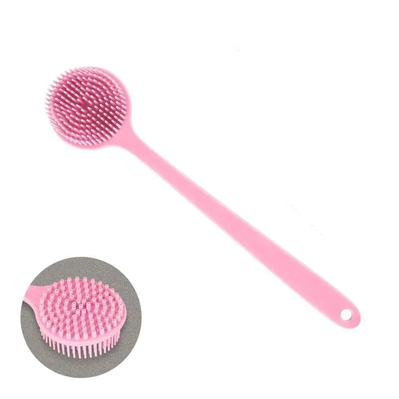 Silicone Long Handle Shower Brush Soft Haired Lazy Bath Tools Back Scrubber Sponge Exfoliating Skin Massager Bathroom Tools Oasis Select Pink Silica Gel
