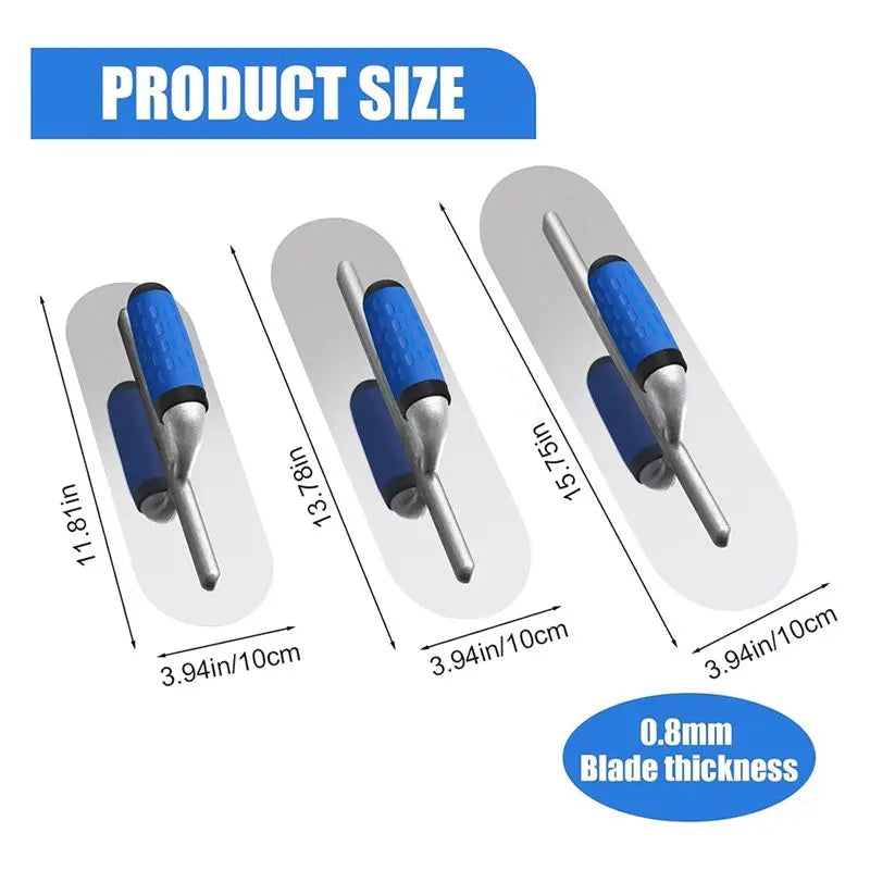 LIKE WISH 3PCS Stainless Steel Pool Trowel Set (16Inch/14Inch/12Inch) Flat Concrete Finishing Trowel Tools Oasis Select