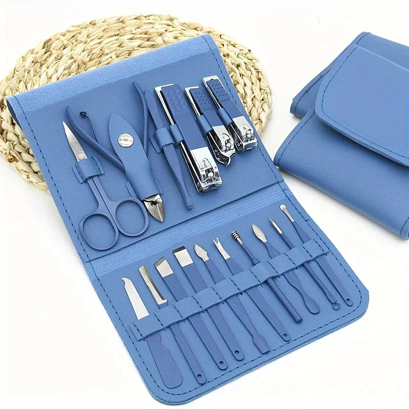 16pcs Professional Nail Clippers and Cuticle Nippers Set with Travel Case Manicure Set Pedicure Sets Nail Clippers Oasis Select