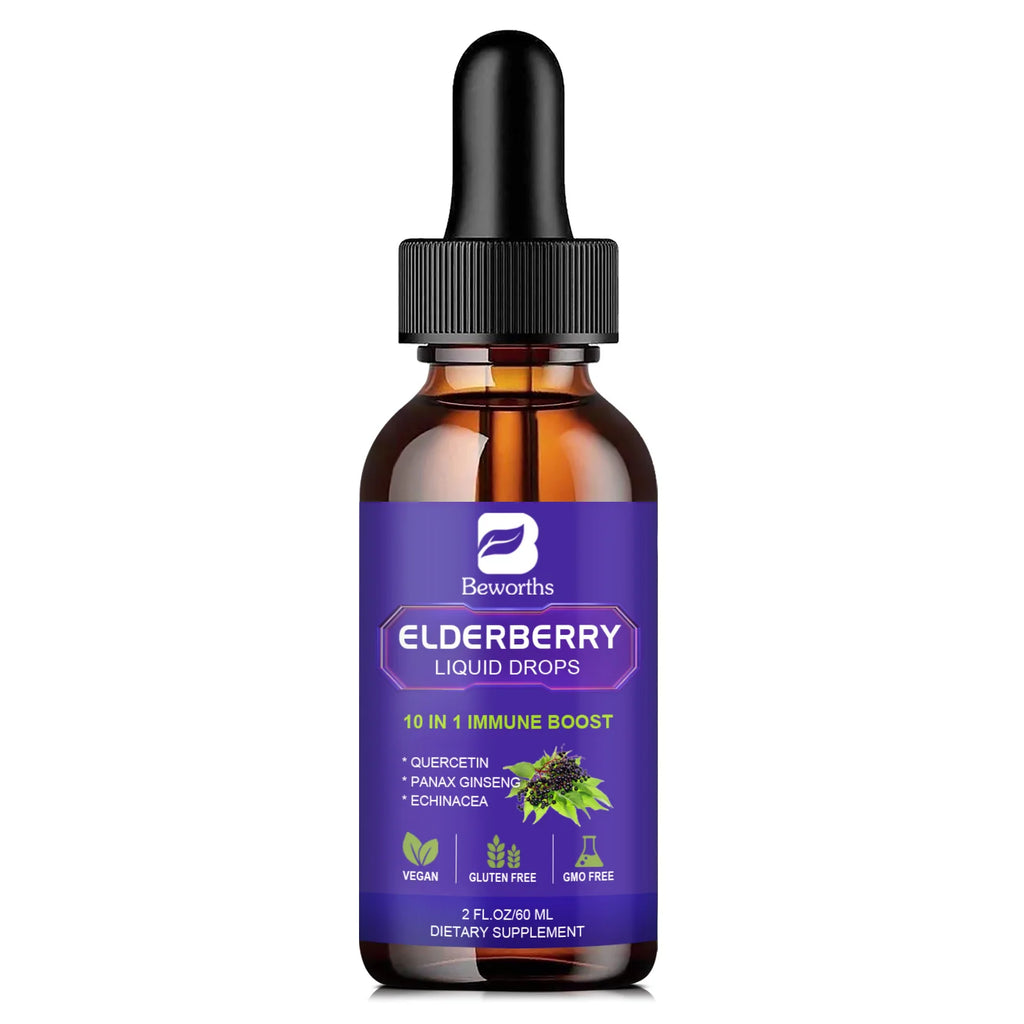 BEWORTHS Black Elderberry Drops with Vitamins C, D and Zinc Support Immunity and Heart Function Health Support Antioxidant Oasis Select 60ml 5bottles United States