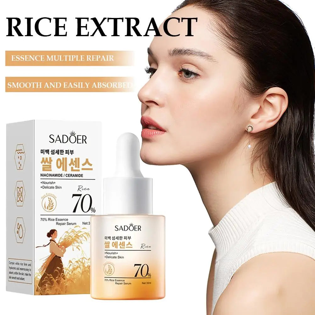 SADOER Rice Serum White Rice Essence Brightening Moisturizing Deep Hydrating Facial Essence Smooth Lines Even Skin Tone Skincare Oasis Select