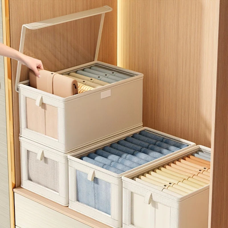 1PC Foldable Oxford Cloth Storage Box Dustproof Household Clothes Organizer with Transparent Window for Home Use Oasis Select