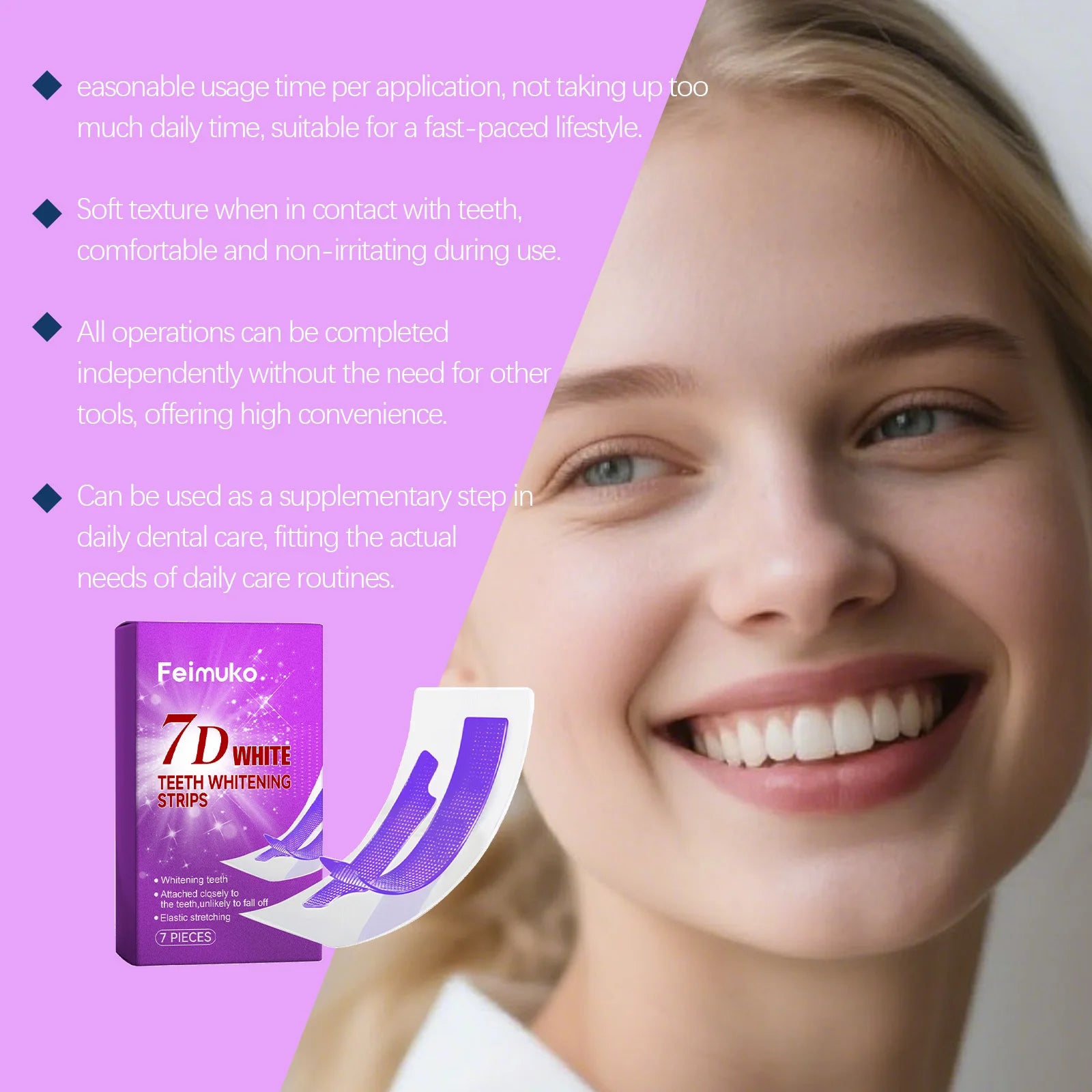 FEIMUKO 7D Teeth Whitening Strips – Sensitive Teeth, 7pc Teeth Whitening Strips Oasis Select