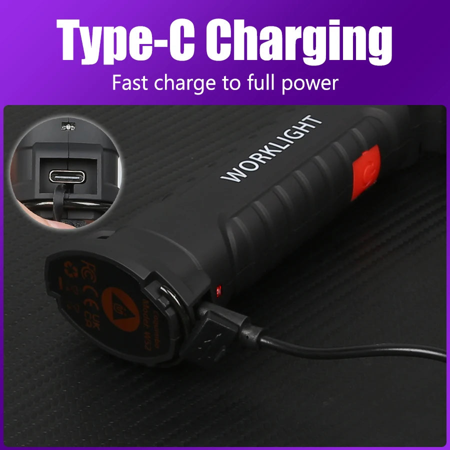 Multi-functional UV Flashlight USB Rechargeable Black Light Torch 5 Modes Emergency Red and White Light Flashlight Work Light Oasis Select