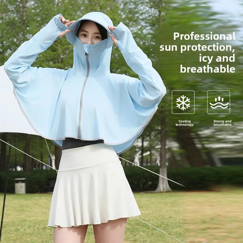 Ice Silk UV Protection Hooded Poncho – Lightweight Cover Up