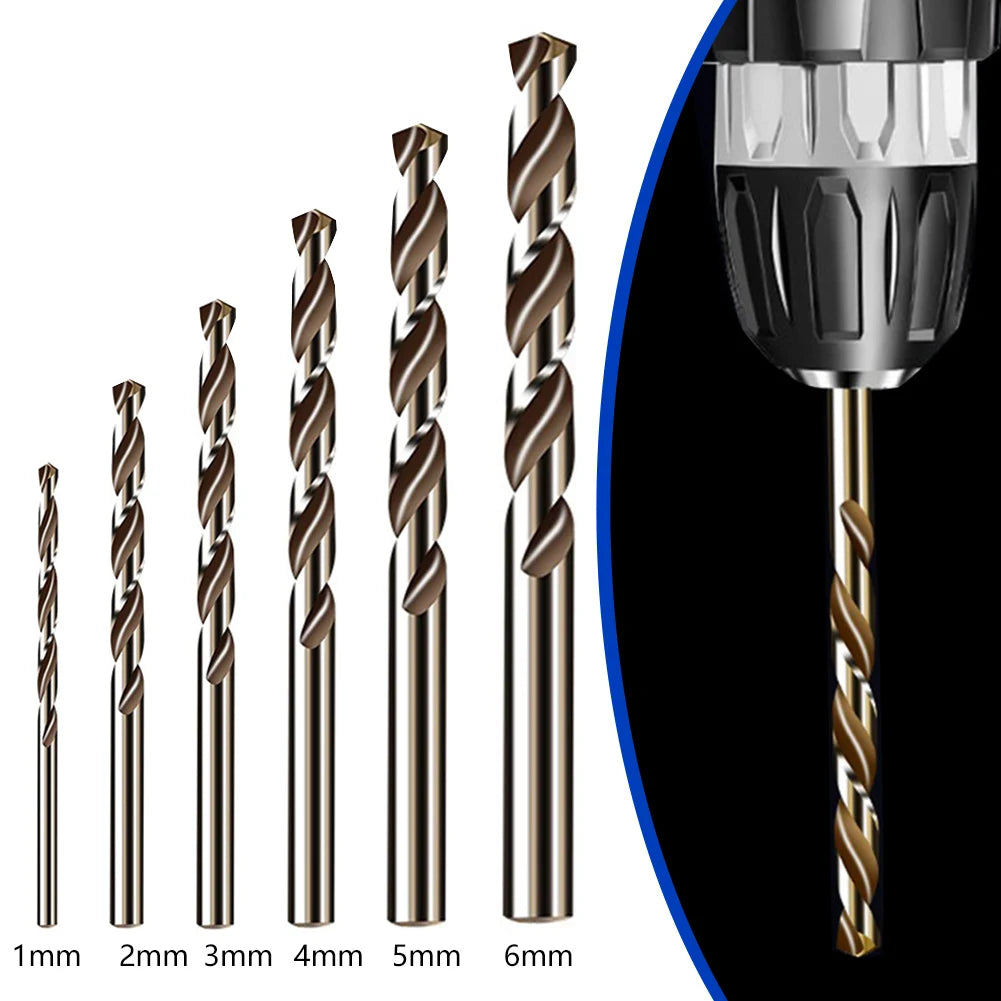 6Pcs HSS M35 Cobalt Drill Bit 1mm/2mm/3mm/4mm/5mm/6mm Stainless Steel Drilling Tool Accessories Oasis Select Default Title