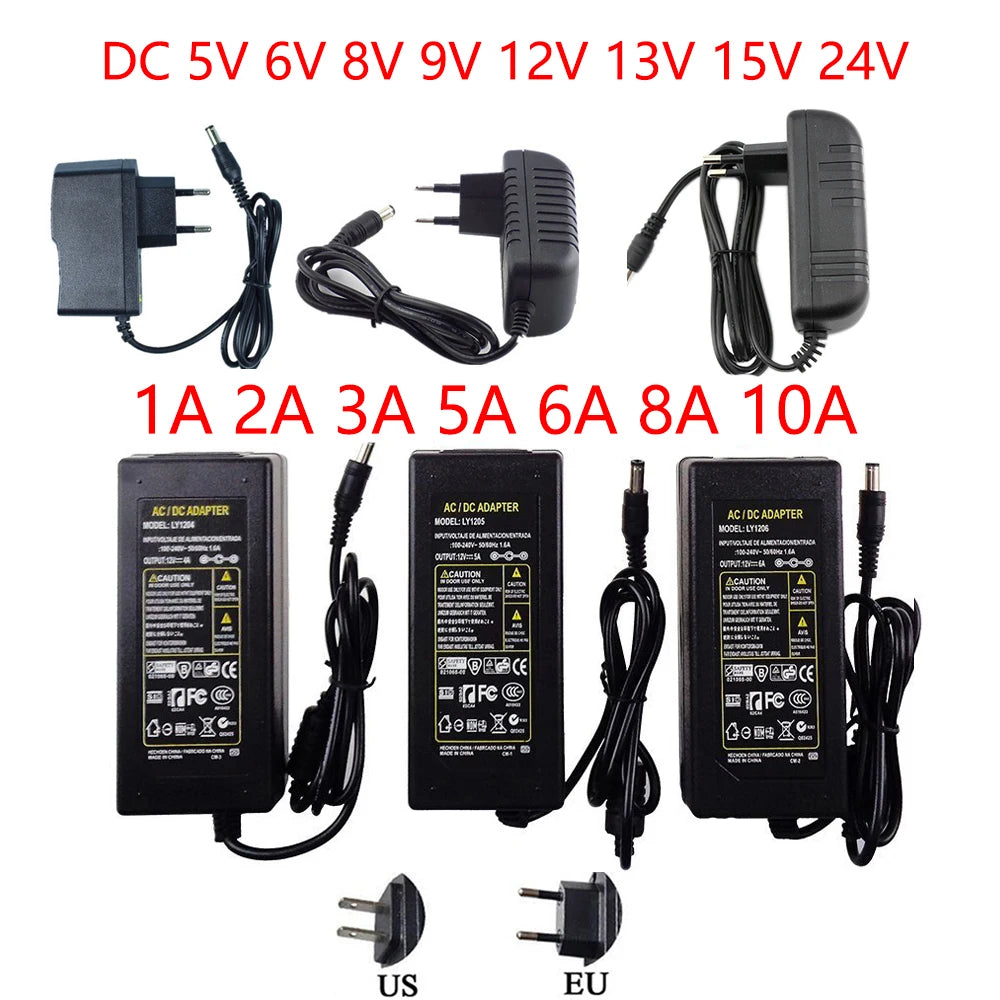 DC 12V Power Supply 12V 5V 6V 8V 9V 12V 13V 15V 24V 1A 2A 3A 4A 5A 6A 7A 8A 10A 220V TO 12V Power Supply Adapter For LED Strips Oasis Select DC 13V 6A US Plug