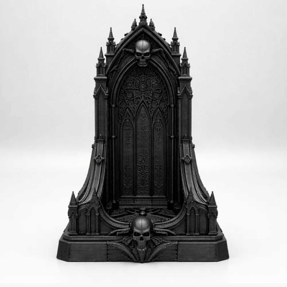 3D Printed Gothic Skull Throne Dark Fantasy Altar Diorama Base Miniature Display Stand for Action Figures Dark Fantasy Diorama Oasis Select black