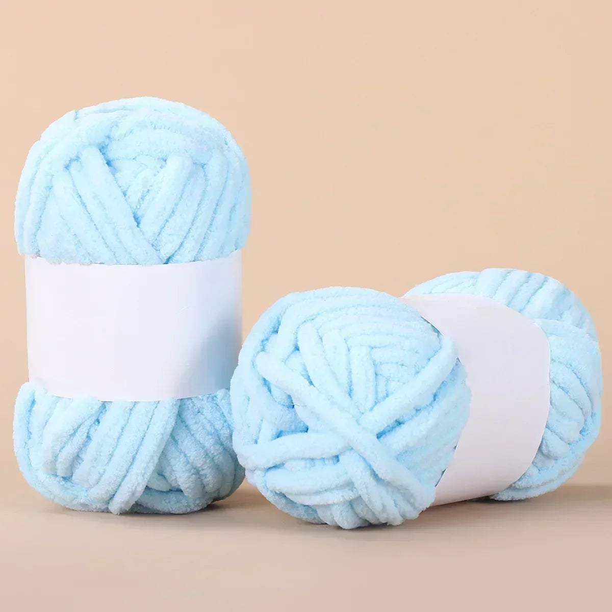 DIY Handmade Chenille Wool Yarn Balls Soft Fluffy Knitting Materials Set with Needles for Scarf Hat Sweater Craft Project Oasis Select 05 Pink Blue