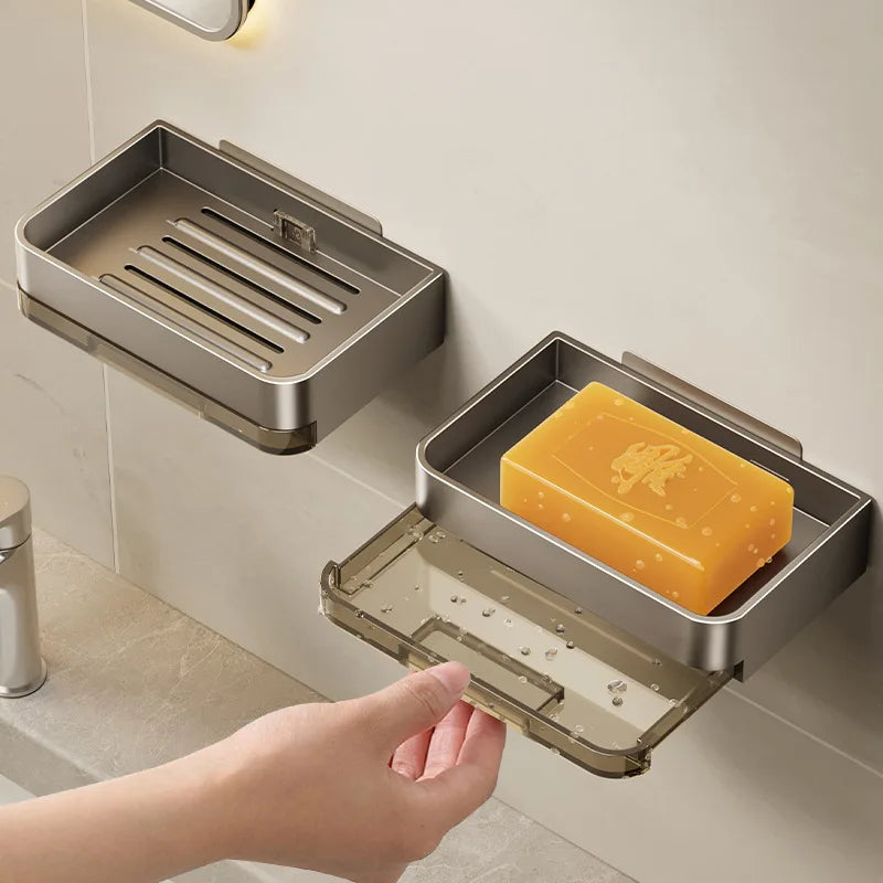 Wall Soap Dish Holder – No-Drill, Drain Tray | Bathroom Organizer