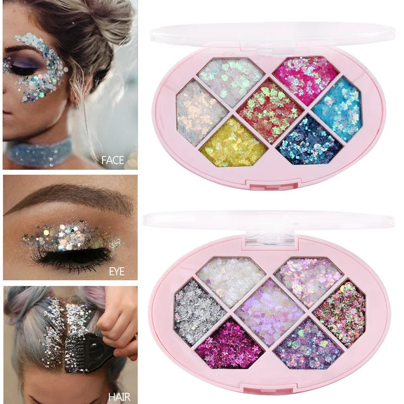 CmaaDu 7-Color Glitter Eyeshadow Tray Pearl Effect Highlighter Waterproof Long-Lasting Easy Apply for Stage Performance Oasis Select