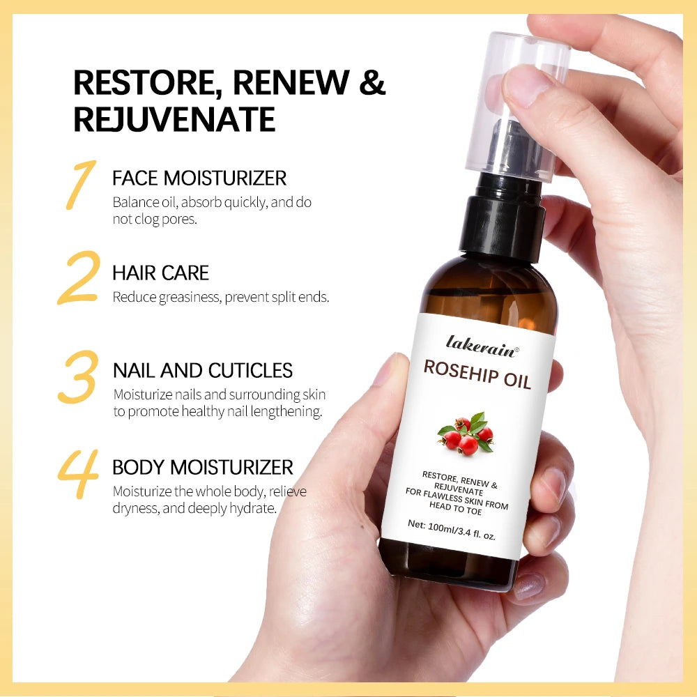 Organic Rosehip Oil Rose Hips Face Oils 30ml Fast-Absorbing Skin Care Moisturizer Face Oil Organic Rosehip Seed Oil Essence Oasis Select