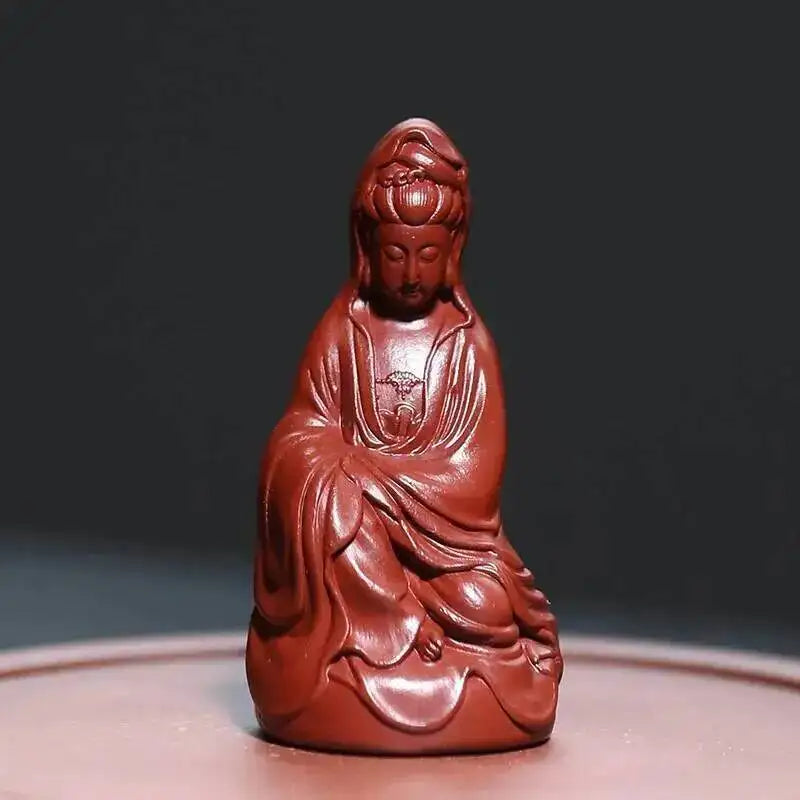 Yixing Zisha Tea Pet Maitreya Buddha Guanyin God of Wealth Small Figurine Cloth Bag Buddha Sculpture Incense Holder Ceramic Oasis Select Godness Guanyin