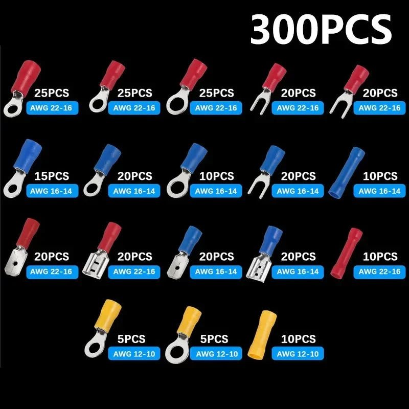 102/300 Pcs Crimp Terminal & Wire Connector Kit – Spade & Butt Crimp Terminal Kit Oasis Select