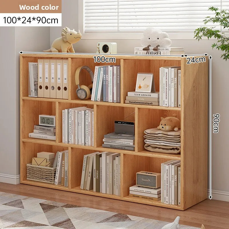 Bookshelf Bookcase Floor Shelf Home Living Room Study Combination Locker Bedroom Low Cabinet Oasis Select Log walnut 100