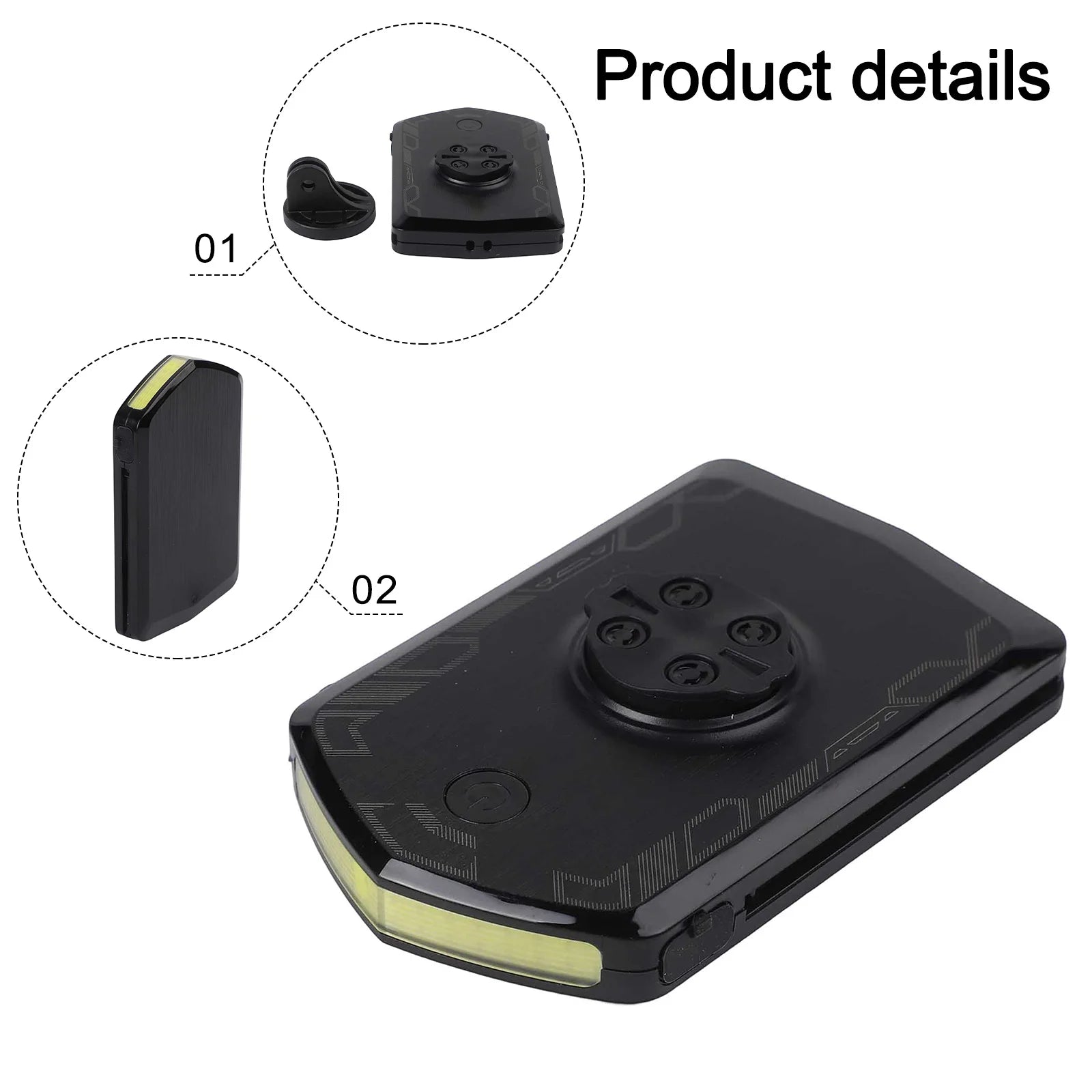 5000mAh Bike Headlight with USB Charging Capability 5V 2A Output Features Detachable Mounting Base and Charging Cable Oasis Select