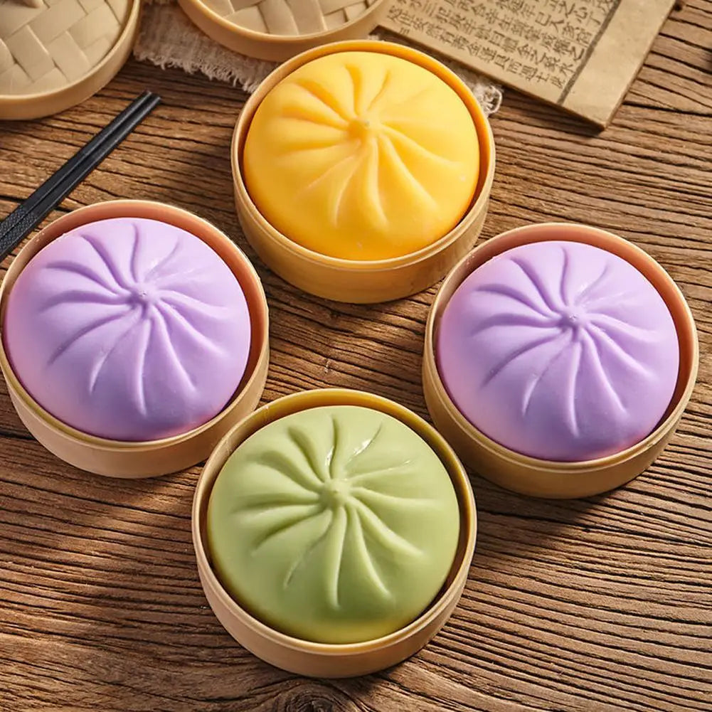 Realistic Colored Steamed Bun Toy With 6cm Small Steamer Slow Rebound Molding Soft Pressure Relief For Office Study Relaxation Oasis Select