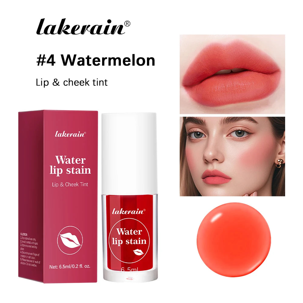 Lakerian Water Lip Stain Moisturizing Lip Glaze Long Lasting Lip Ink Face Lip Dual Purpose Waterproof Liquid Cosmetics Makeup Oasis Select 4 Watermelon